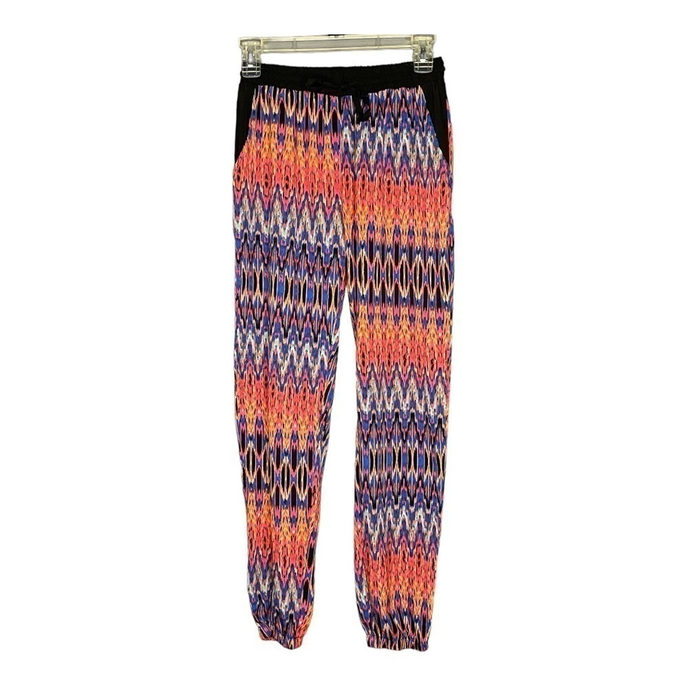 Freckles boho cropped ankle neon elastic waist pants size small